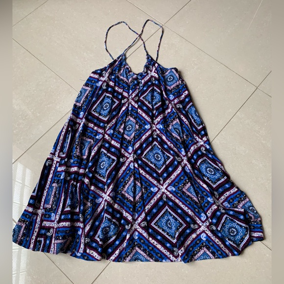 Lulus Tops - (XS) Lulu's Blue Aztec Patterned Tank Top Sleeveless